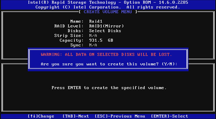 Defining RAID Volumes for Intel® Rapid Storage Technology